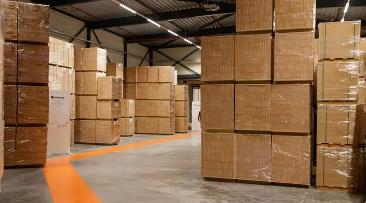 Warehouse inventory staged for shipping and logistics planning